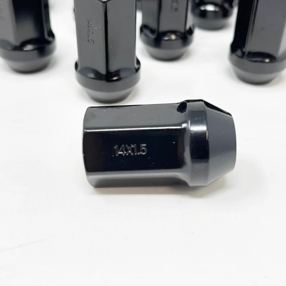 C8 Corvette Acorn Lug Nuts 22mm 14.5mm X 1.50 - Complete Set of 20 for 2020-2025 Corvettes (Black)