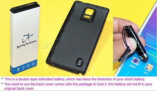 Long Lasting 11900mAh Extended Double Layer Battery Thicker Back Cover Stylus Compatible with AT&T Samsung Galaxy Note 4 SM-N910A Cellphone