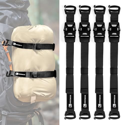 Sangles de sac à dos tactiques HIKEMAN lot de 4 attaches réglables de 49.5 cm noir
