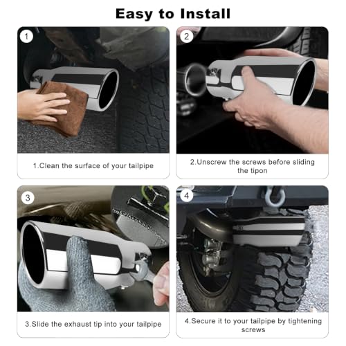 Image of MuHize Adjustable Diesel Exhaust Tip 1.5 inch-2.5 inch Inlet, 4 inch Outlet 9 inch Length