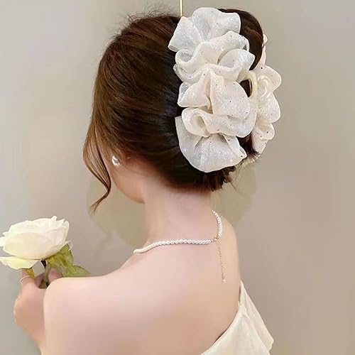 Miniatura 4 de 2 pinzas para el cabello de seda, de gasa, pinzas grandes con diamantes de imitación, lazos, pinzas para el cabello, barrtette, accesorios para el