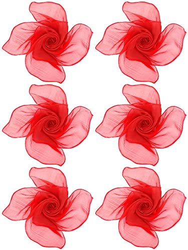 Boao 6 Pieces Chiffon Scarf 1950s Square Scarf Neck Head Scarfs Vintage Soft Scarf Polyester Scarves for Women Lady(Red)