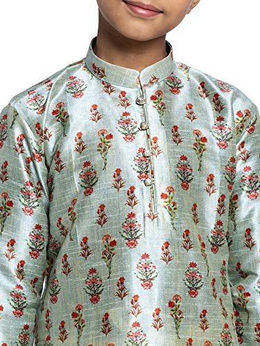 Image of KRAFT INDIA Boys Silk Print Kurta Churidar