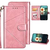 Kompatibel mit Samsung Galaxy S7 Edge Hülle Leder Tasche Flip Case Schutzhülle,Geometrische Muster PU Leder Wallet Handy Tasche Magnetisch Klapphülle mit Kartenfächer für Galaxy S7 Edge,Roségold