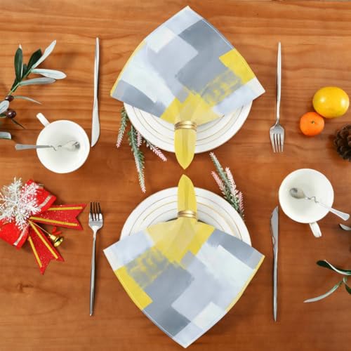 Servilletas de Tela Abstractas de Arte Gris y Amarillo Pack de 6 miniatura 4
