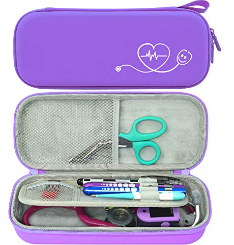 ButterFox Premium Stethoscope Case with Divider and ID Slot for 3M Littmann Classic III, Cardiology IV Diagnostic and More Stethoscopes with Pocket for Nurse Accessories (Purple)