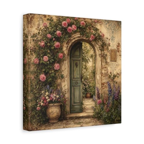 Impression sur toile premium motif arche de jardin multicolore 25 cm