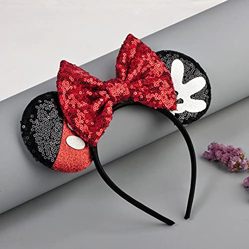 Image of FANYITY Mouse Ears, Sequin Mouse Ears Headband for Girls Women Halloween Birthday Party (Rw)