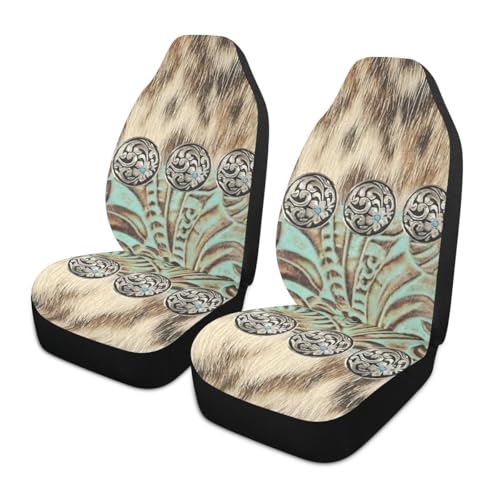 LONSANT Western Tooled Leather Seat Covers