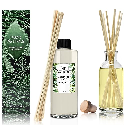 Urban Naturals Reed Diffuser Oil Refill Eucalyptus Sage with Mint, Lime, Cedarwood 8 oz + Free Reed Sticks, Made in The USA - Image 7