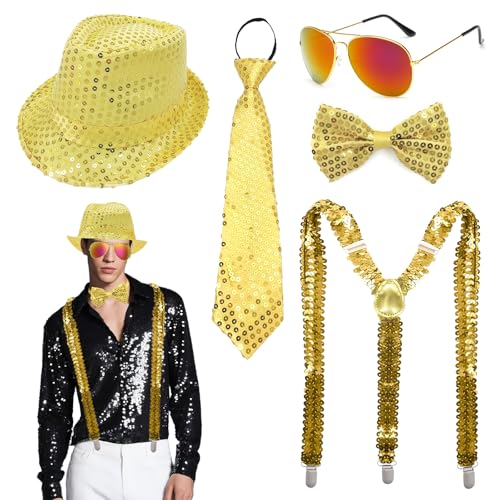 Xerteam Tenue de Paillettes pour Hommes, Costumes de Paillettes pour Hommes avec Chapeau de Glitz...