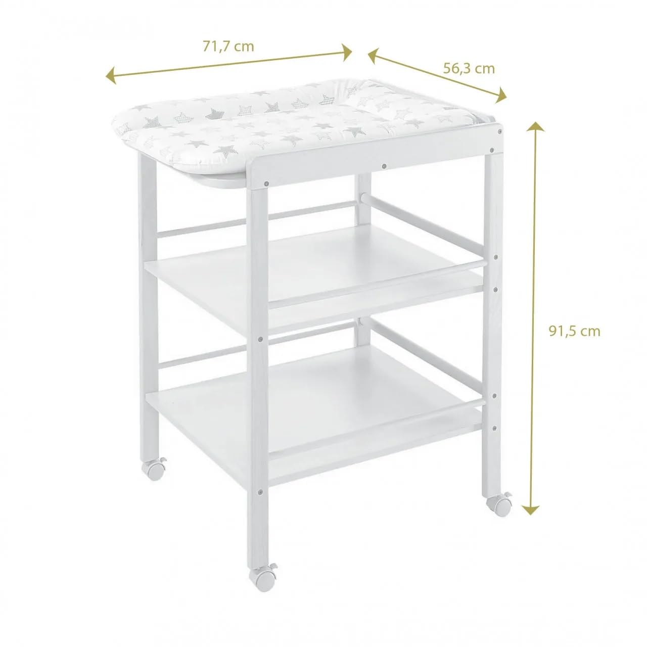 Geuther Wickelregal Clarissa 56 cm Wickeltisch 4 Feststellrollen massivem Buchenholz