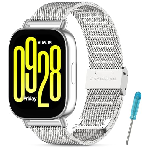 CHULN Correa de Metal Compatible con Redmi Watch 5 Active/Redmi Watch 5 Lite, 22mm Ajustable Pulsera de Repuesto de Acero Inoxidable para Smartwatch.