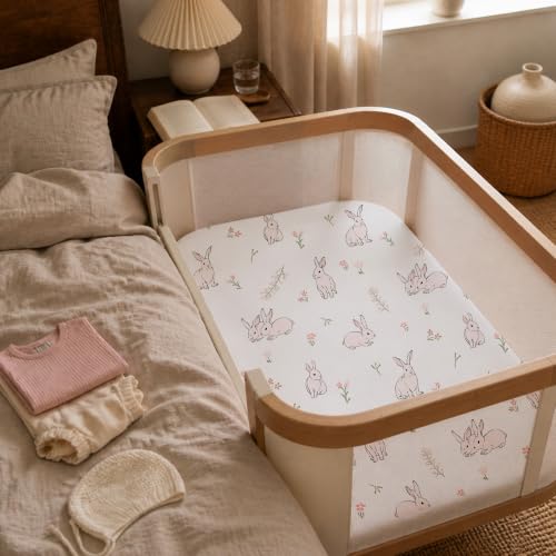 Image of Gllquen Baby Bedside Sleeper Bassinet Sheets 33x20 Inch 4 Pack Girl Boy