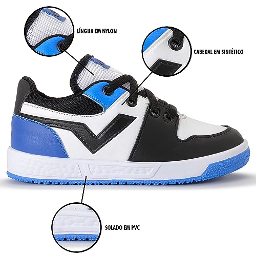 Tênis Infantil Casual Masculino Cano Baixo COR:AZUL;TAMANHO:32