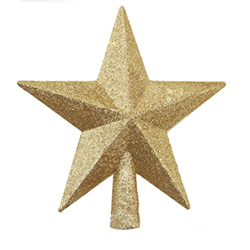 LUOEM Weihnachtsbaumspitze Stern Baumschmuck Glitzernde (Golden) Cover