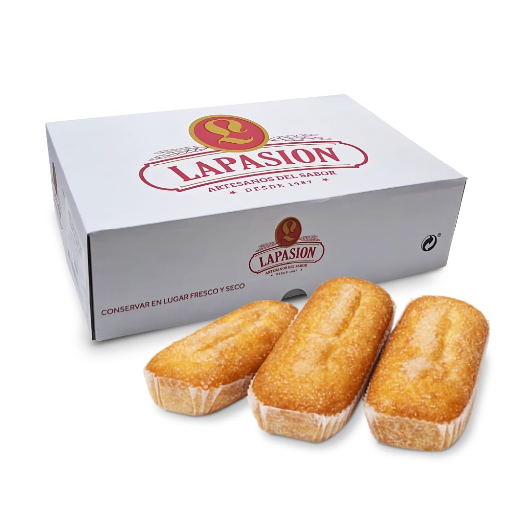 LAPASION - Magdalena largas envuelta caja 2kg | Bizcochitos | Bollería | Dulces | Dúo Pack Magdalenas| Desayuno | Meriendas | Sobaos