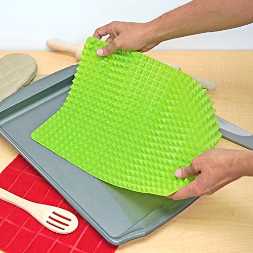 Southern Homewares Healthy Homewares Raised Silicone Baking Sheet Non-Stick Cooking Mat Oven Tray Liner Green Set of 2