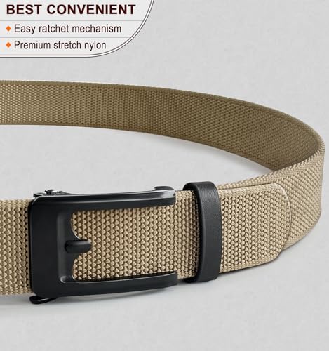 Men Golf Belt,Ratchet Stretch Belt Fully Adjustable For Exact Fit 1 3/8"3