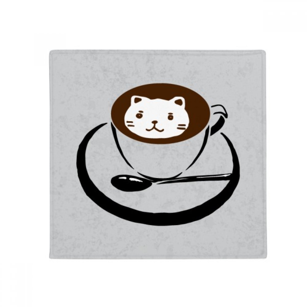 Tapis de sol chat et café 60x60cm antidérapant pour cuisine et salon