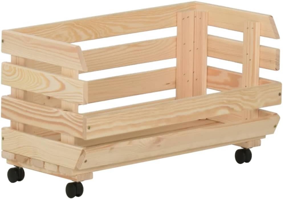Vegetable Trolley Solid Wood Pine Kitchen Cart with Wheels 14.6"x11.8"x31.5" Rolling Kitchen Island Cart Durable Serving Cart Mobile Cart for Kitchen Storage and Food Transport