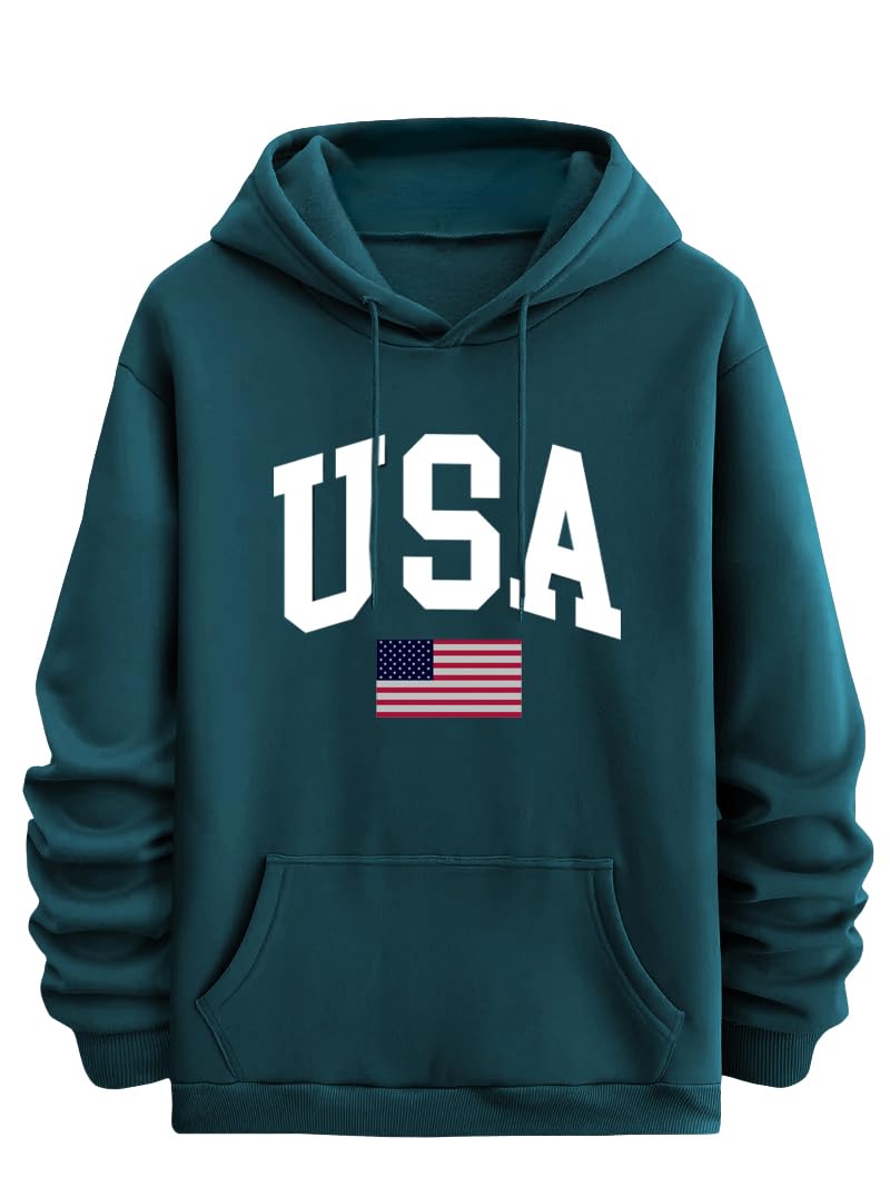 TagasMen's Hoodie with USA Print, Kangaroo Pocket and Drawstring Detail || Sweatshirt for Mens || Men Hoodies || hoodis||(MH-8015)
