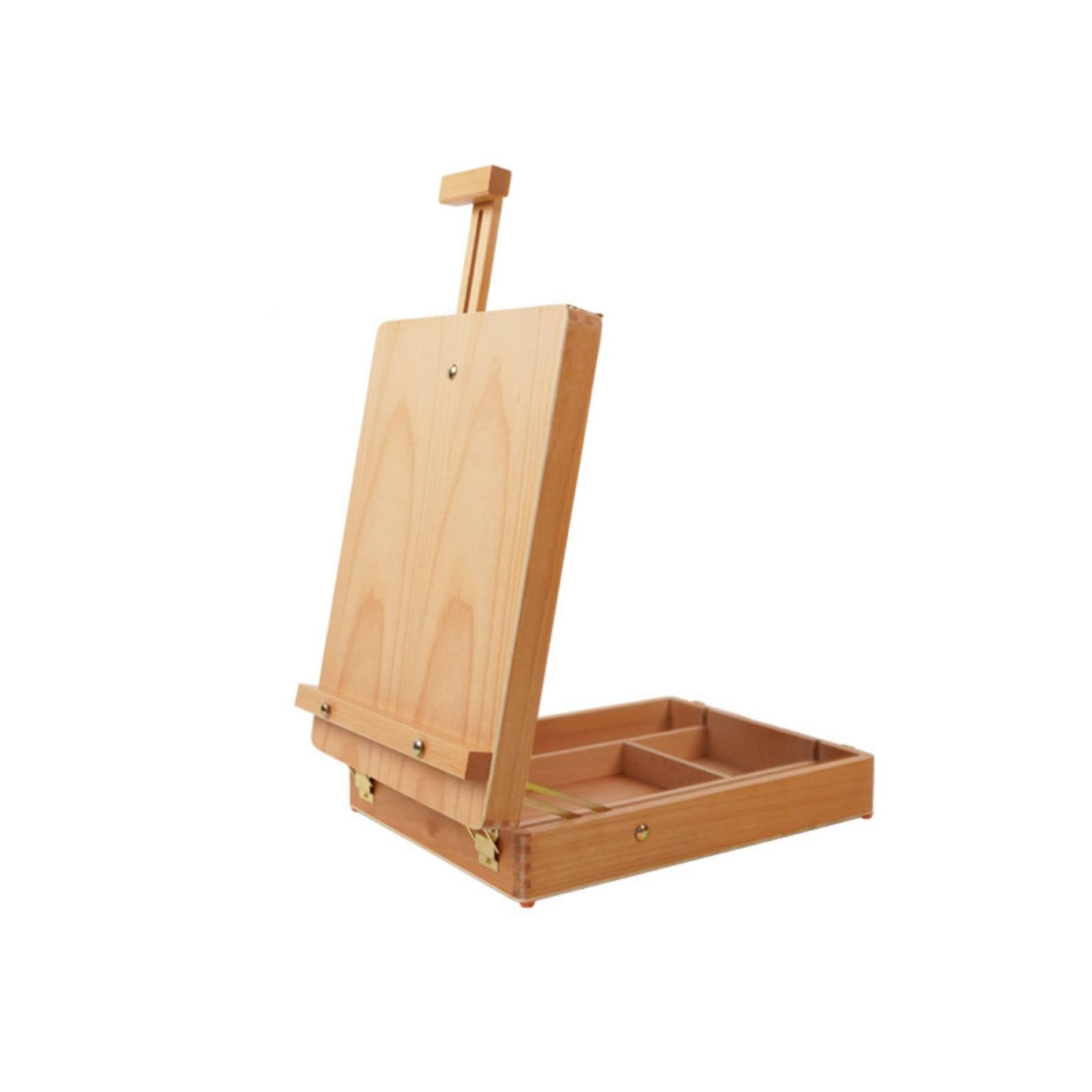 Holzkasten Zeichenkoffer Malbox Tragbarer Malkoffer mit Deckel als Staffelei Organisiertem Innenraum für Pinsel Und Farben Buche mit Abgerundeten, Naturholzfarbe