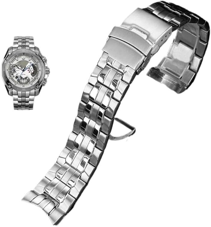 LAMGUL Fit for Casio EF-550 Stainless Steel Watchband 22mm Silver Strap Deployment Buckle Bracelet Metal Belt Men's Watch Chain