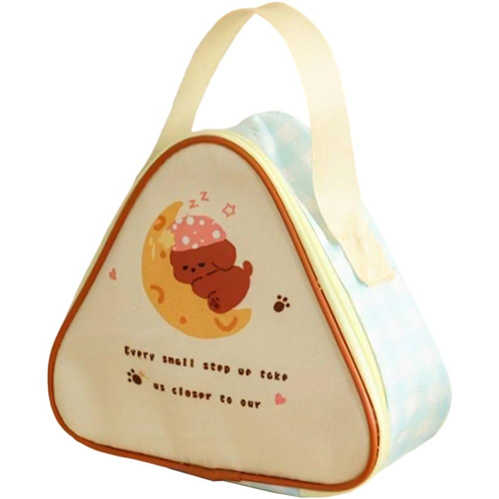 Sslvya Triangle Rice Ball Lunch Bag Cartoon Thermal Lunch Tote Insulated Food Bag Portable Cooler Bag for School Work Picnic