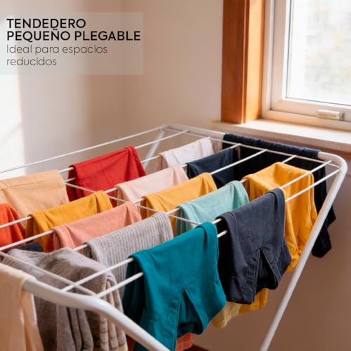 Miniatura 8 de Hersig - Tendederos Plegables - Tendedero Plegable -Tendederos Interior Exterior Con 8 Metros De Tendido - Estructura Con Conteras Antideslizantes Y Montaje Sencillo- Color Blanco - Hierro