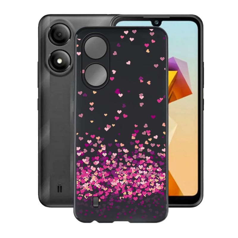 AQGG Case for ZTE Blade A33s (6.30 Inches) Protective Mobile Phone Case Bumper Case Black TPU Soft Silicone Cases - Love