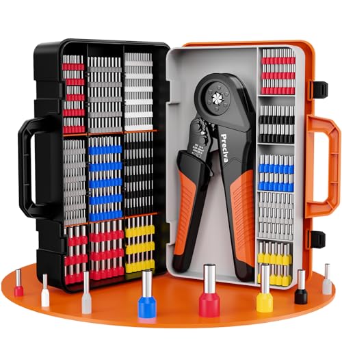 Preciva Ferrule Crimping Tool Kit with 1500PCS Wire Connectors, Hexagonal Crimping Pliers for AWG 28-5 Crimper Adjustable Ratcheting Wire Crimping Tool
