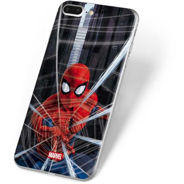 Skinit Decal Phone Skin Compatible with iPhone 7 Plus - Officially Licensed Marvel Spiderman Web Throw Design