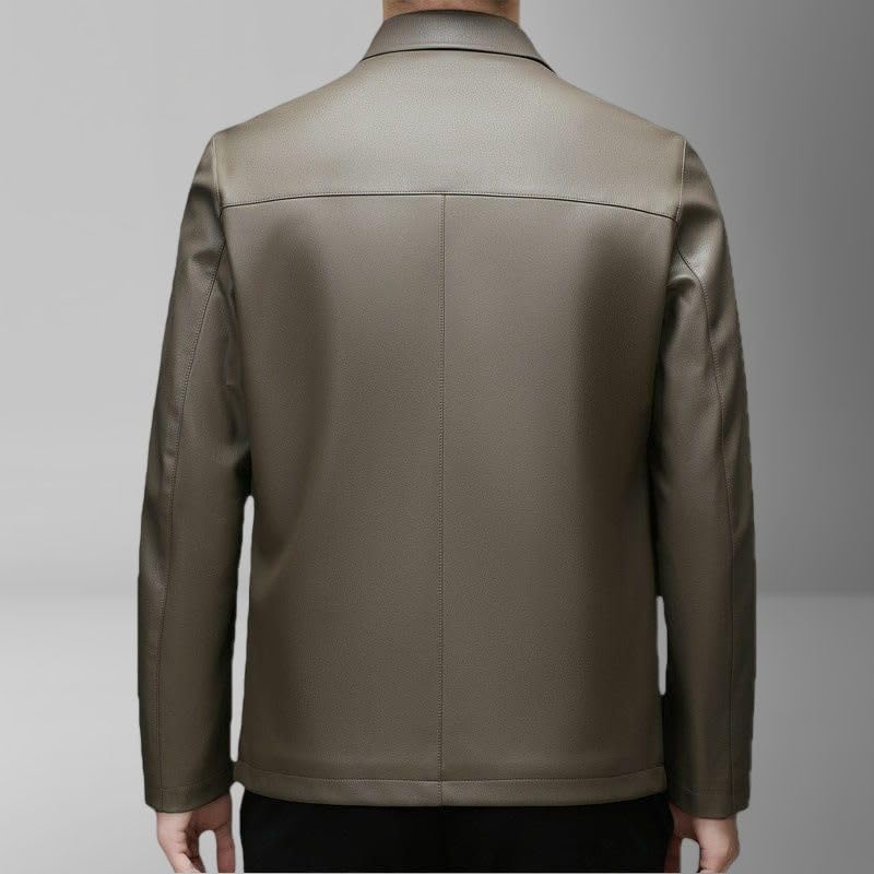 Veste pour homme en cuir synthétique au design col rabattable chic
