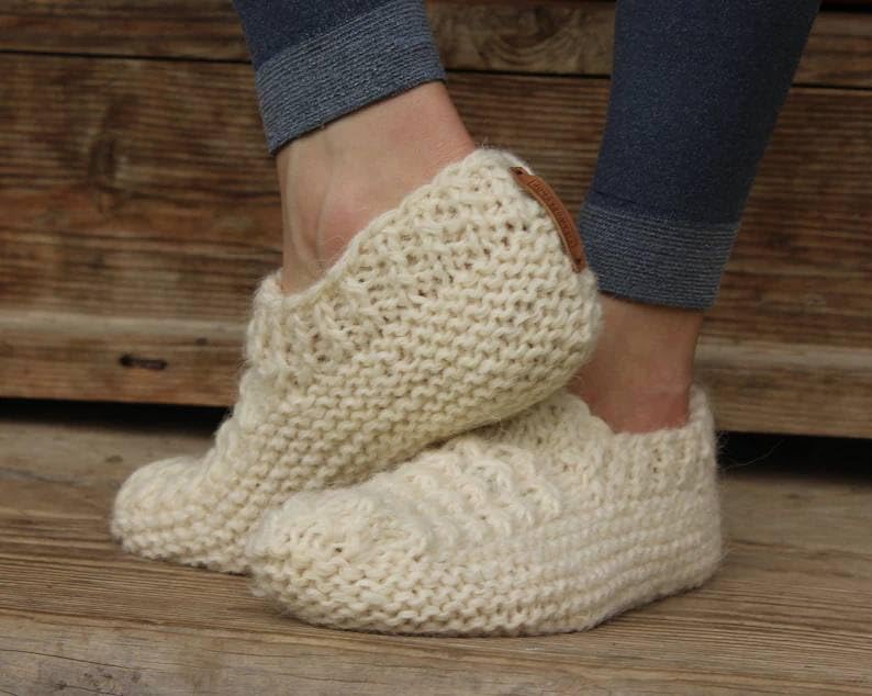 Cozy Knitted Short Socks - Cream Wool, Hand-Knitted with Natural Wool, Available in Men and Women Sizes3