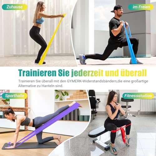 GYMERK Fitnessbänder Set 4er, 1.8M Fitnessband mit Übungsposter – Ansicht 5