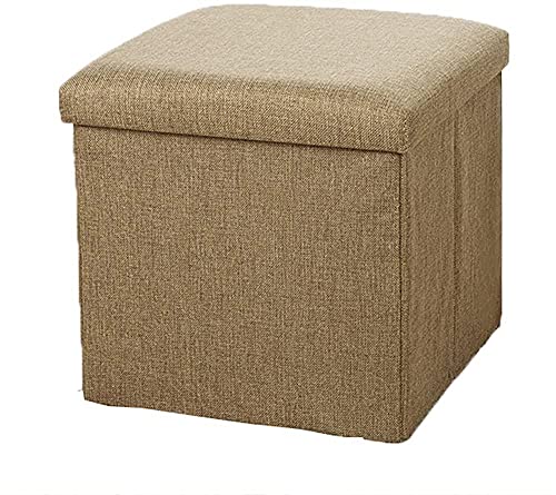 Repose-pieds de rangement pliable en lin gris et vert armée