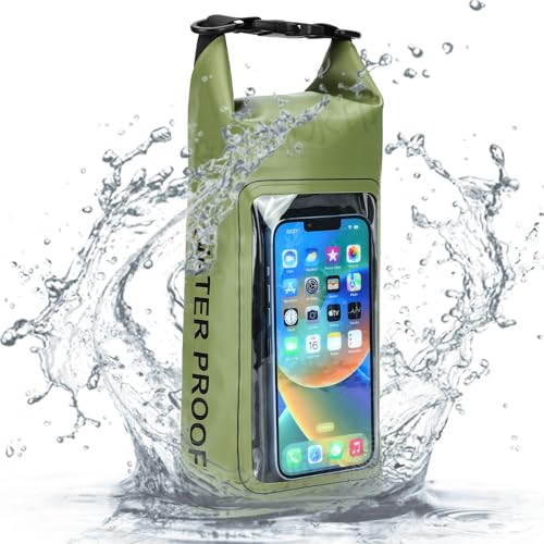 HUGSEE Bolsa seca impermeable, bolsa para teléfono de playa, mochila impermeable de 2 L con funda para teléfono/bolsa, bolsa de almacenamiento seca ligera para viajes, natación, canotaje, kayak,