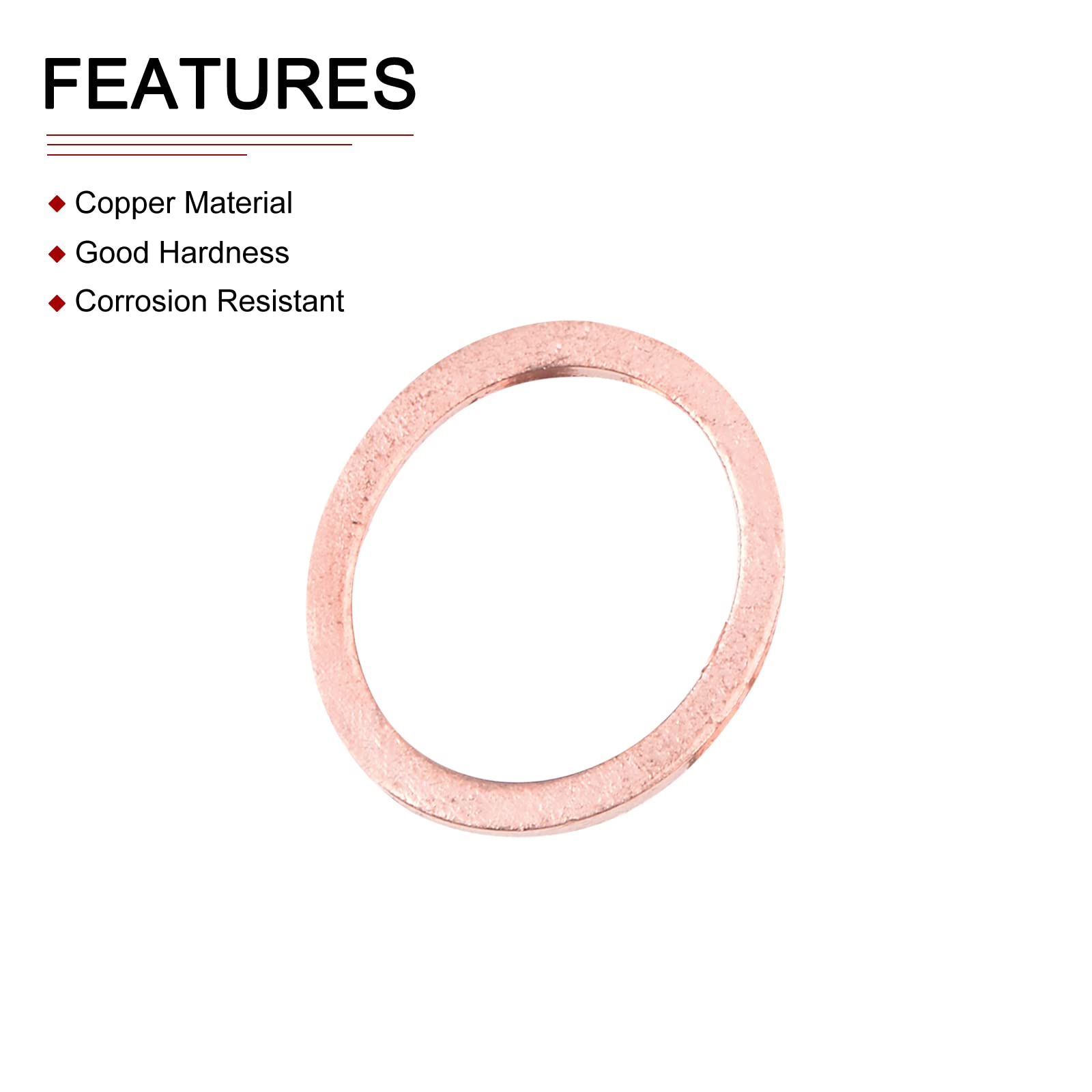 DTGN 14.3mmx18mmx1.5mm(IDxODxT) Flat Copper Sealing Washers, 50Pack, Good for Industrial Machinery M14 Screws - Image 3