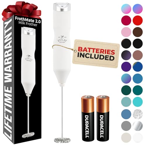 Image of Zulay Kitchen Powerful Frother Wand AA Batteries Included, Ultra Fast Handheld Drink Mixer, Comfort Milk Frother, Stainless Steel Whisker, Frother Handheld for Coffee, Protein & Matcha - Frothmate 2.0
