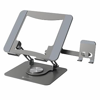 Portronics My Buddy K9 Pro 2-in-1 Laptop & Phone Stand with 360° Rotating Base, Adjustable Height & Angle, Foldable Metal Design, Heat Dissipation, Universal Fit for 10–15.6” Laptops - Amazon product rated Grade A