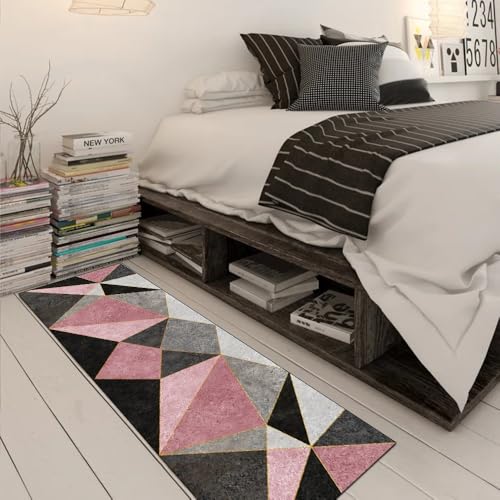 Alfombra antideslizante lavable rosa de 100 x 120 cm para decoración de pasillos 3