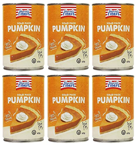 Americas Finest Pumpkin Puree - 100% Pure Pumpkin 425g (Pack of 6)