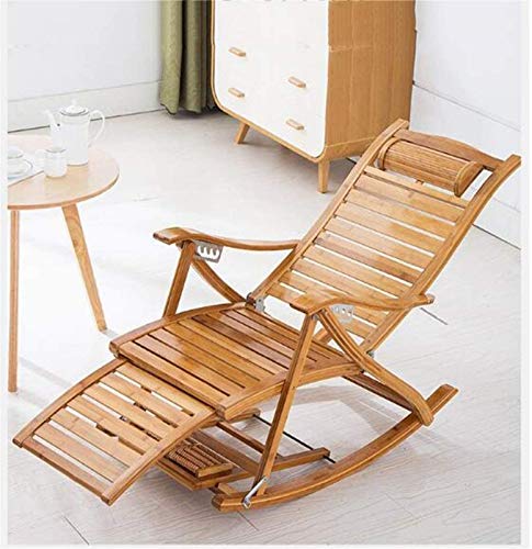 Chaise longue de salon pliante et inclinable en bois et coton rouge pour adulte - 8