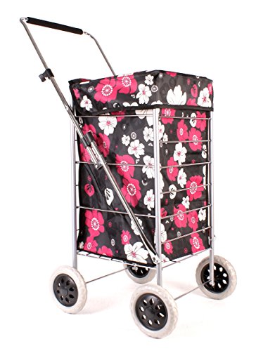 Premium 4 Wheel Shopping Trolley with Adjustable...