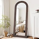 ABSWHLM 65'x22' Arched Floor Mirror, Solid Wood Full Length Mirror - Free Standing & Wall Mounted -...