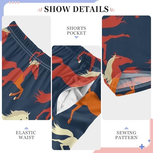 Colorful Silhouettes of Horses Cute Pajama Pants, Soft Sleepwear Lounge Pants Pajama Pj Bottoms for 6-14 Years4