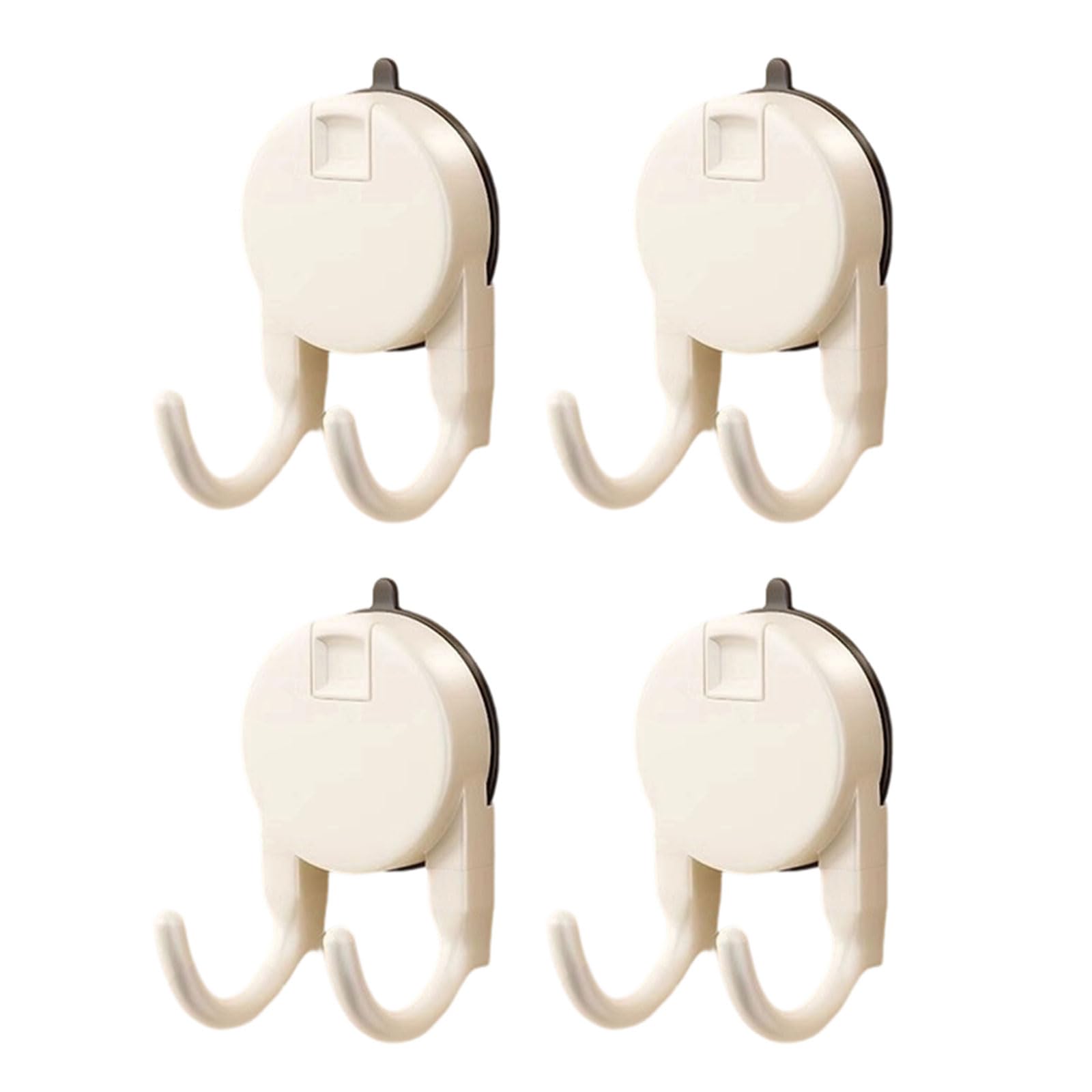 Xjdzineq 4pcs Strong Suction Cup Hooks Double Bathroom Organizers for Towels Tissue Space Saving Prong Hanger Hook Hanging Organizers