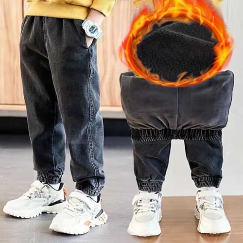 Boys Cargo Jeans Kids Elastic Waist Pull-On Jogger Denim Pants Casual Trousers with Pockets,3-10 Years2