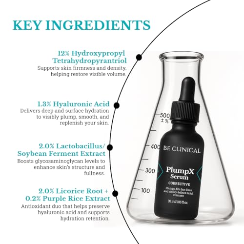 Image of Be Clinical PlumpX Serum | Hyaluronic Acid | Reduces Fine Lines, Reduces Sagging, Visibly Plumps Skin, Brightens Skin | All Skin Type | 30ml